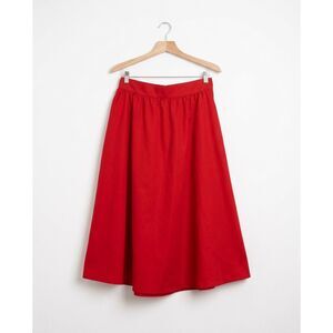 Cherry Red Taffeta Party Skirt - Women’s L - Midi Length Holiday